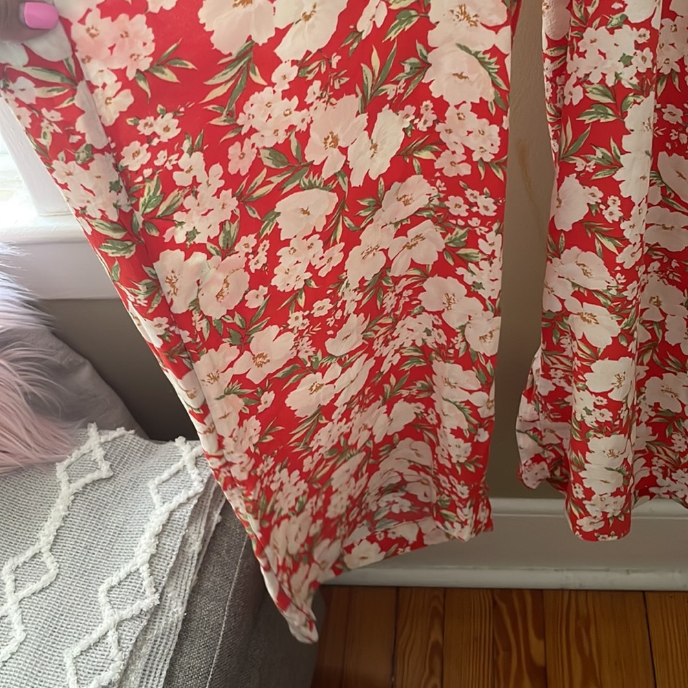 NWOT American Eagle Halter Wide Leg Jumpsuit Orange Floral Size XS - Picture 4 of 4